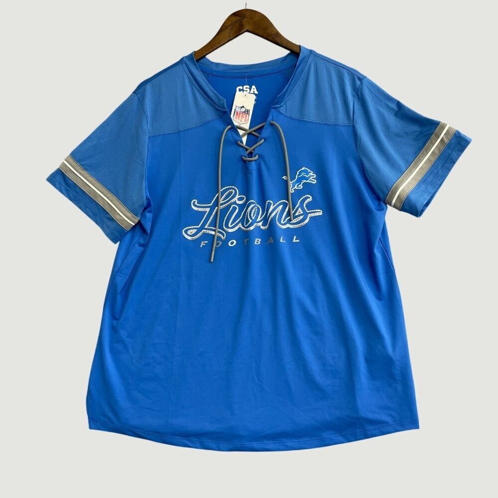 CSA Women's XL Nfl Detroit Lions Blue Lace-up Football Jersey N0771